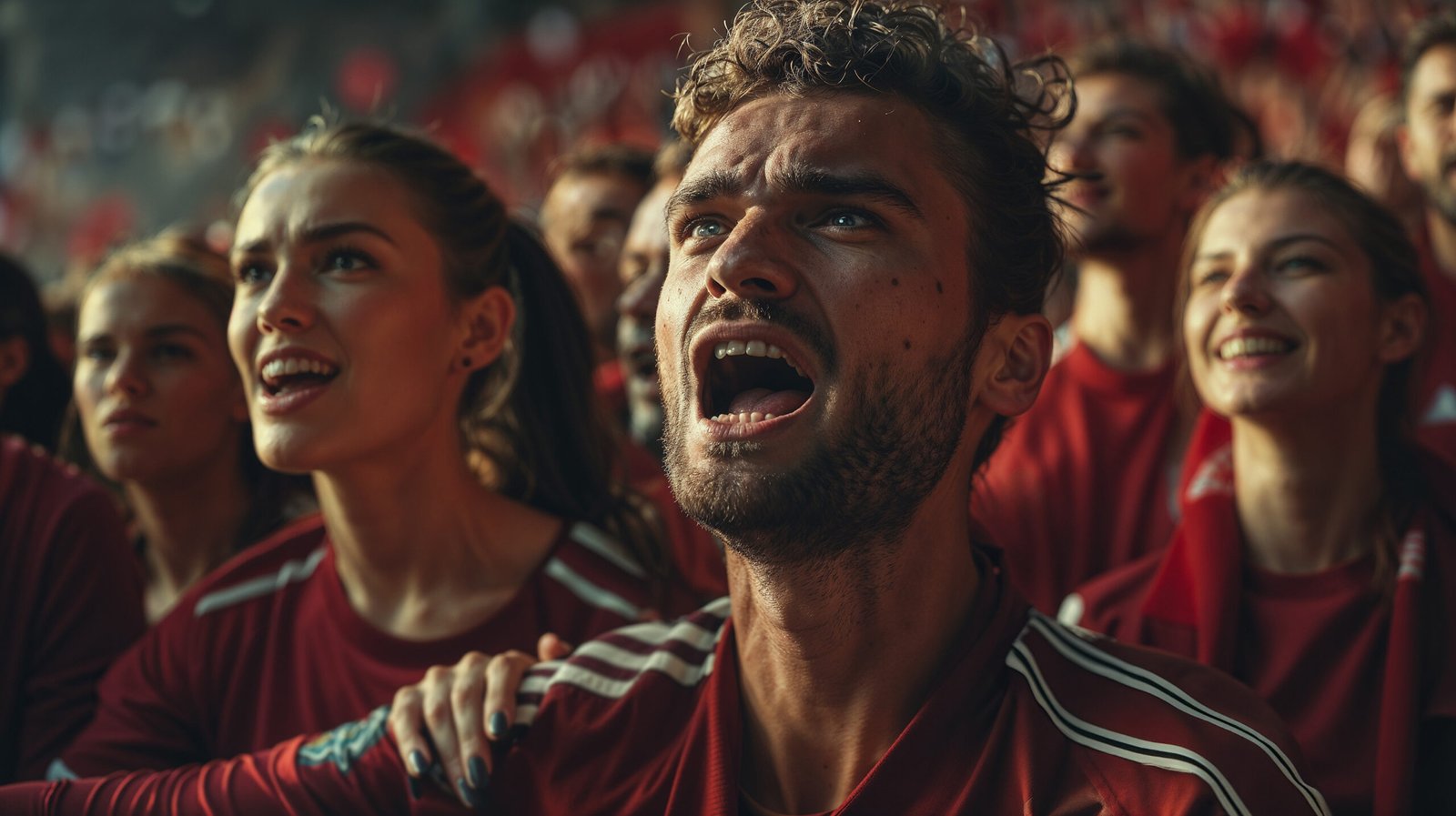 soccer fans cheering stadium